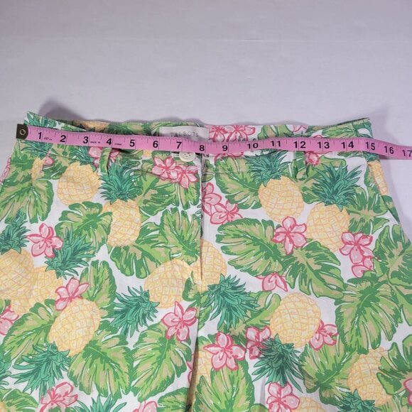 Talbots Women Cotton Blend Tropical Pineapple Print Bermuda Shorts Size 8 - Picture 4 of 8